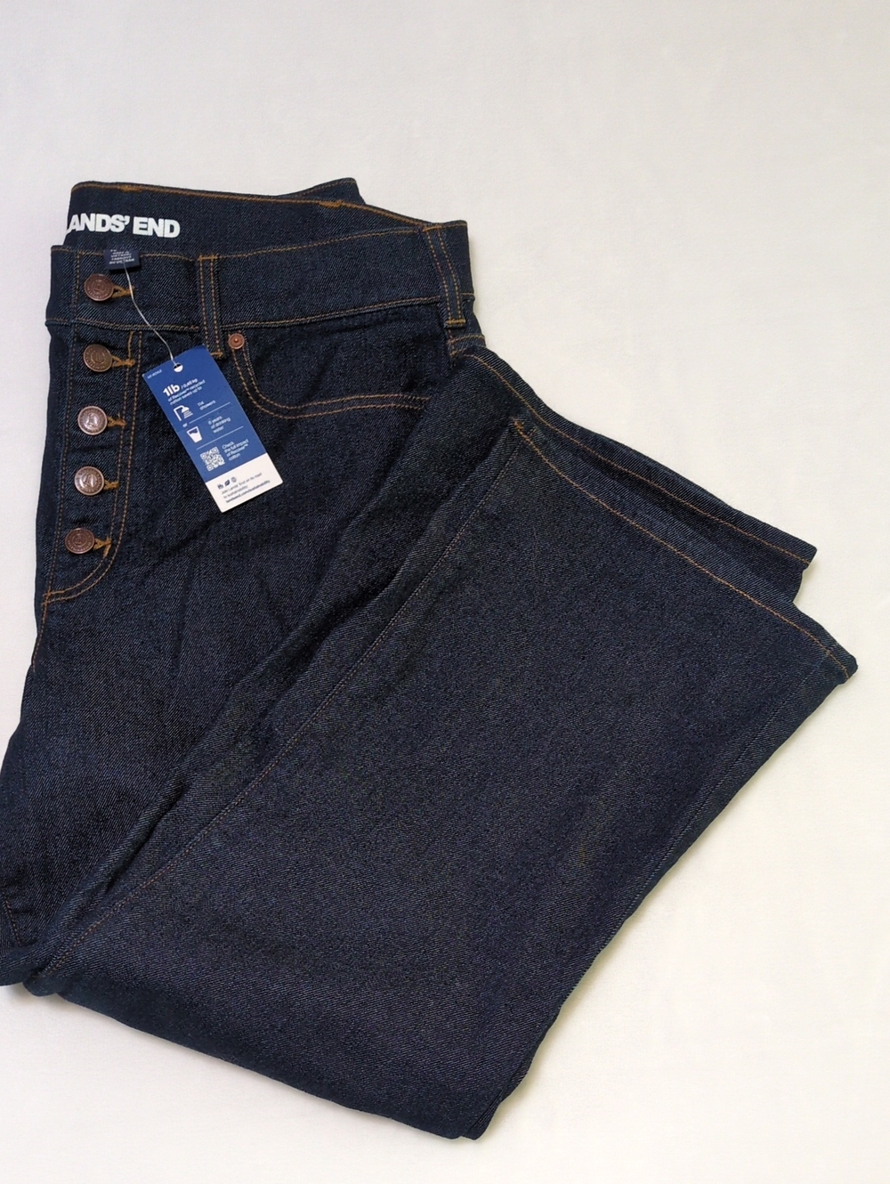 Lands' End x Recover High Rise Button Fly Crop Wide Leg Jeans Dark Wash Plus 16W